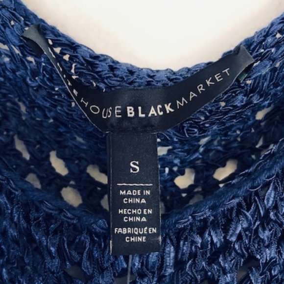 WHBM Open Knit Fringe Poncho Top S - Picture 6 of 9